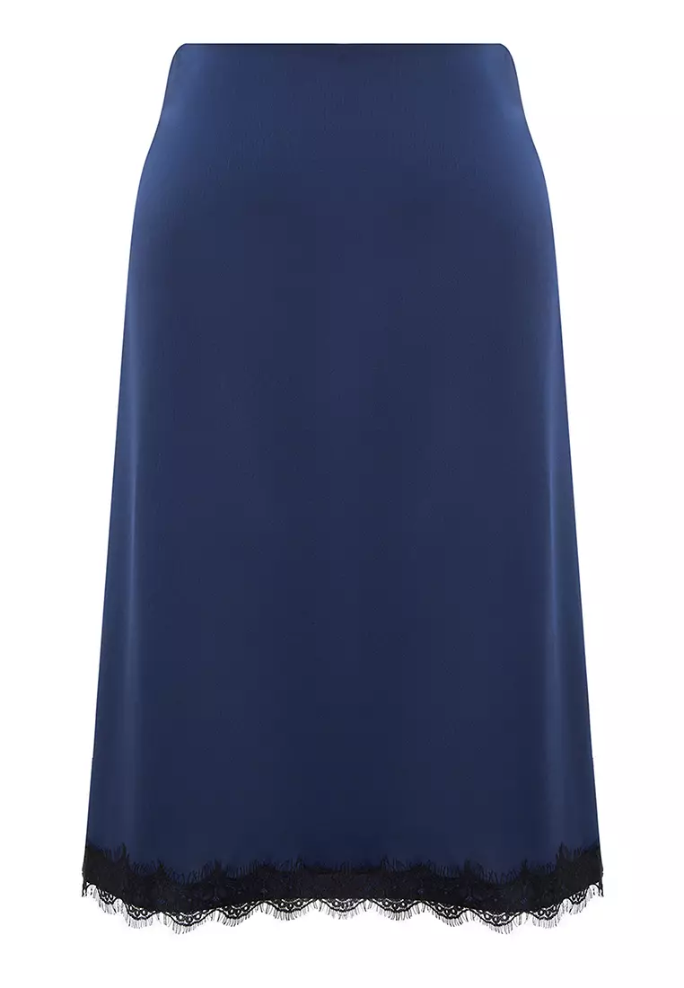 Plus Size Satin Midi Skirt