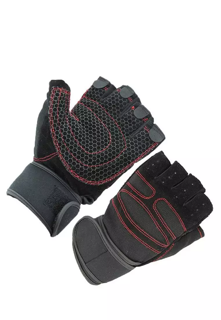 Decs Sarung Tangan Pria Wanita Motor Half Finger Gym Material Microfiber Leather ORIGINAL - Black