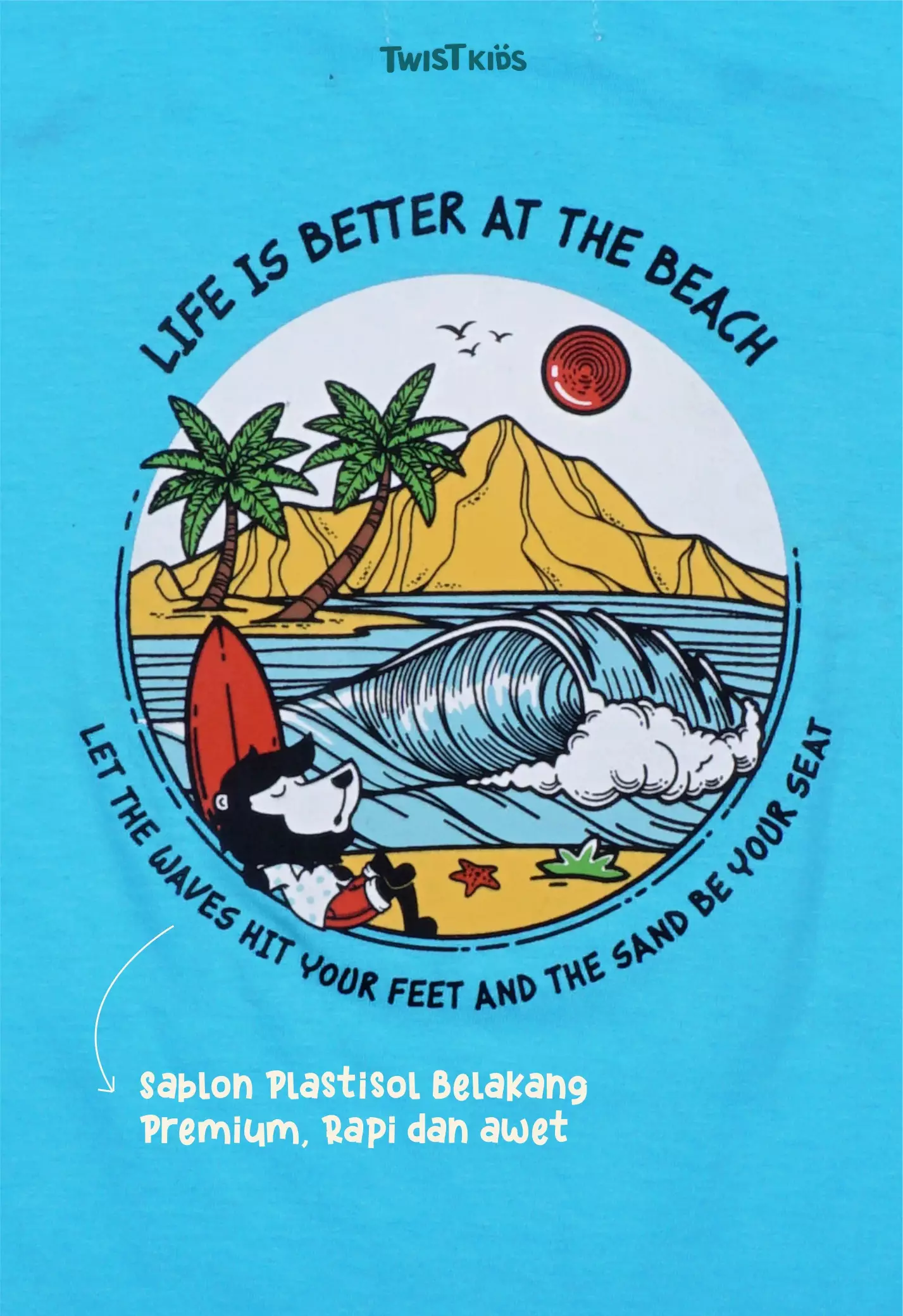 Twist Kids [Official Store] - Summer Splash Series, Dylan C, Atasan/Tshirt/Kaos Oblong, Baju Pantai Anak Laki-Laki (usia 4-14 tahun) Warna Biru (Blue)