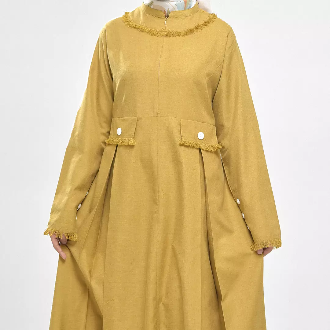 Rabbani - Dress Muslim Wanita Dewasa Lengan Panjang Couple Dresslim Prisia Ecxlusive - Mustard