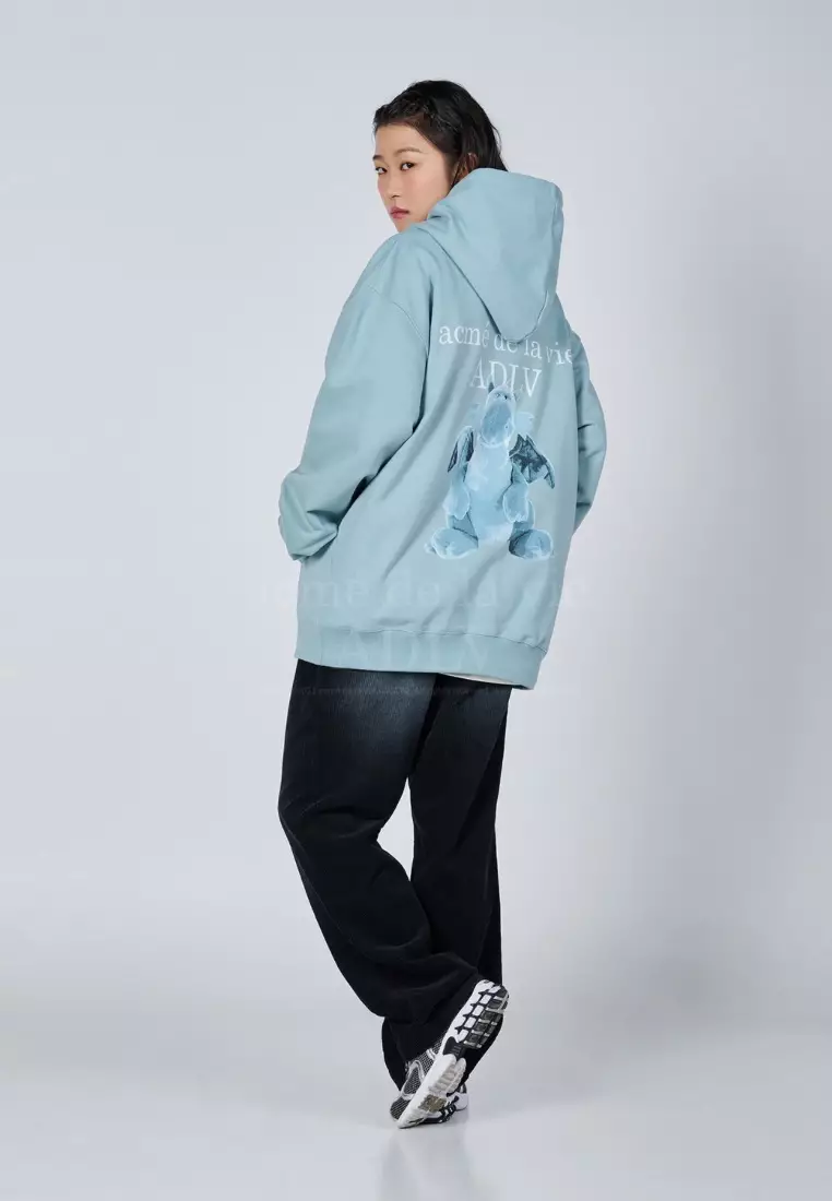 Jual Acme De La Vie Fuzzy Dragon Artwork Hoodie Dark Mint