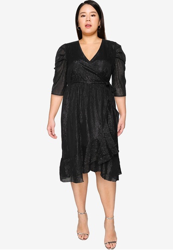 Vero Moda black Plus Size Lisa 3/4 Sleeveless Wrap Dress 4F479AAB244060GS_1