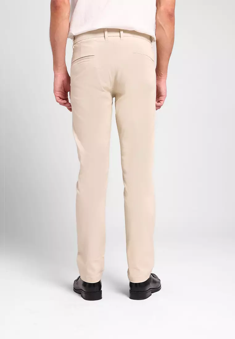 MANZONE - Celana Panjang Chinos Pria Lorenzo 02 Slim Fit - Beige Warna Beige