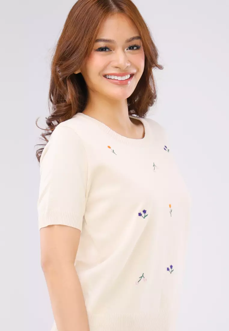 Knitted Textured Short Sleeves Top