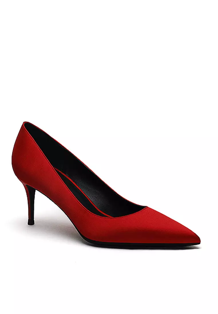 6CM Silk Fabrics Pointed High Heel Shoes HZL163