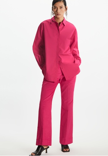 COS pink Slim-Fit High-Waisted Corduroy Trousers 22784AA3409D9BGS_1