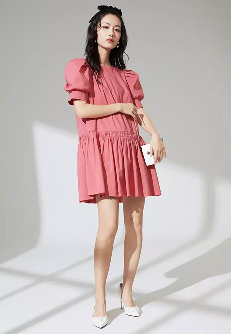 Round Neck Basic Ruffle Dress