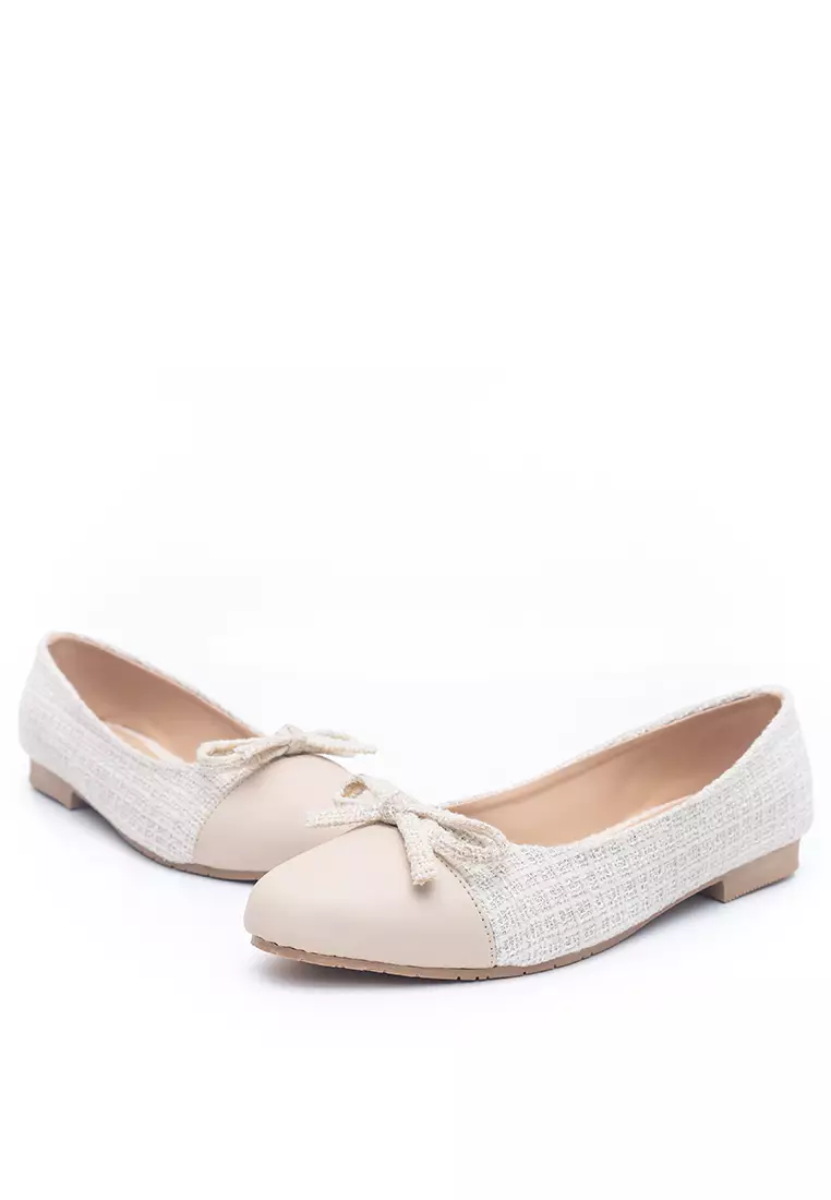 Audrey Ballerina Flat Shoes in Beige