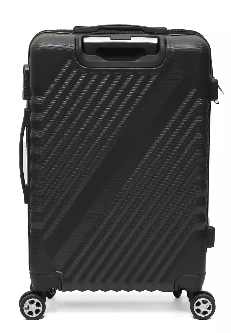 Isvara Tas Koper Hardcase Fiber One Set Unisex Large Compartment Suitcase Code Lock System Material ABS+PVC Coated ORIGINAL - Black