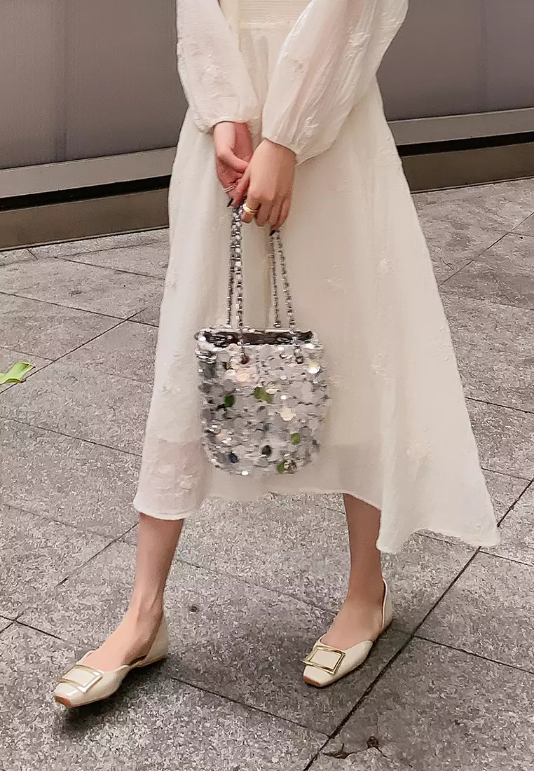 Square Buckle Hollowed Flat Shoes WW1228-1