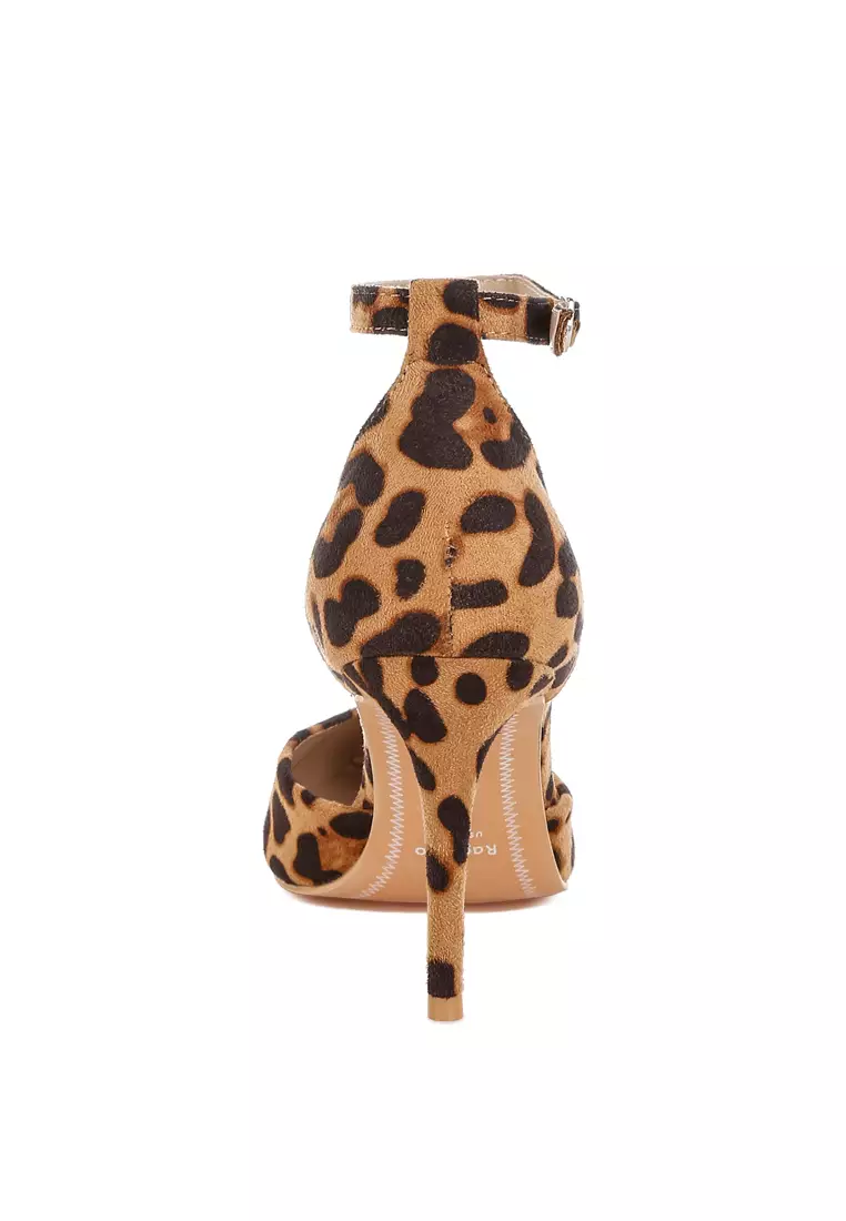 Microfiber Stiletto Sandals in Leopard