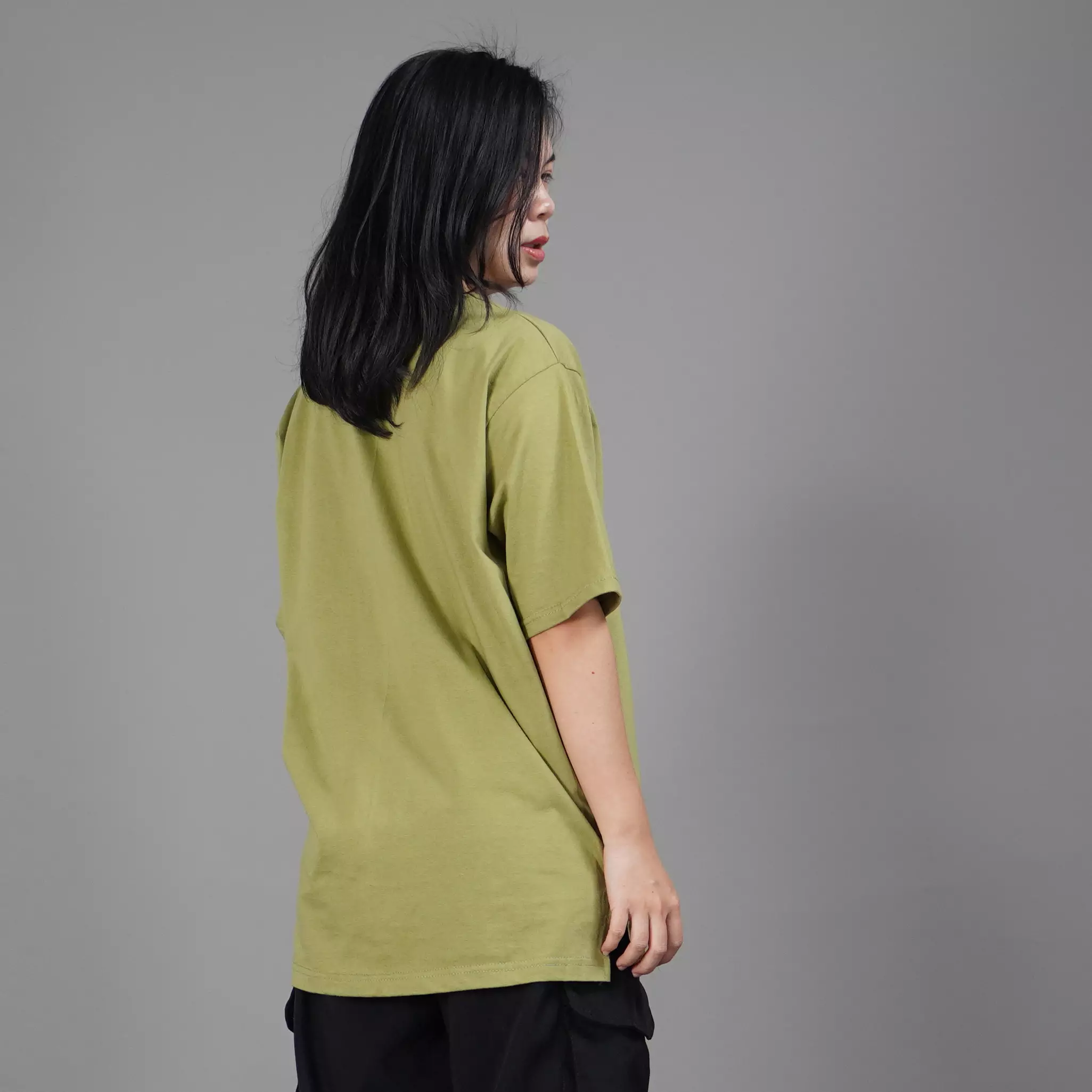 DANIELA Cotton Oversize TShirt Kaos Oversize Wanita Katun - MATCHA