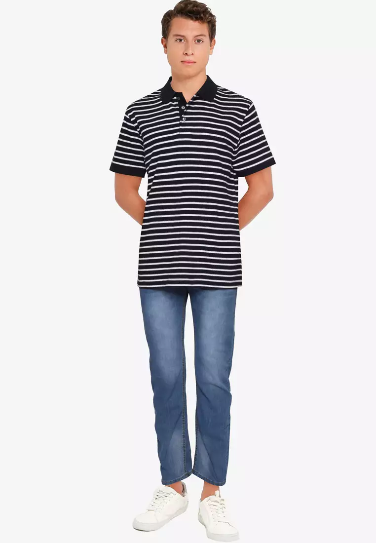 Buy French Connection Popcorn Breton Stripe Short Sleeves Polo Shirt ...