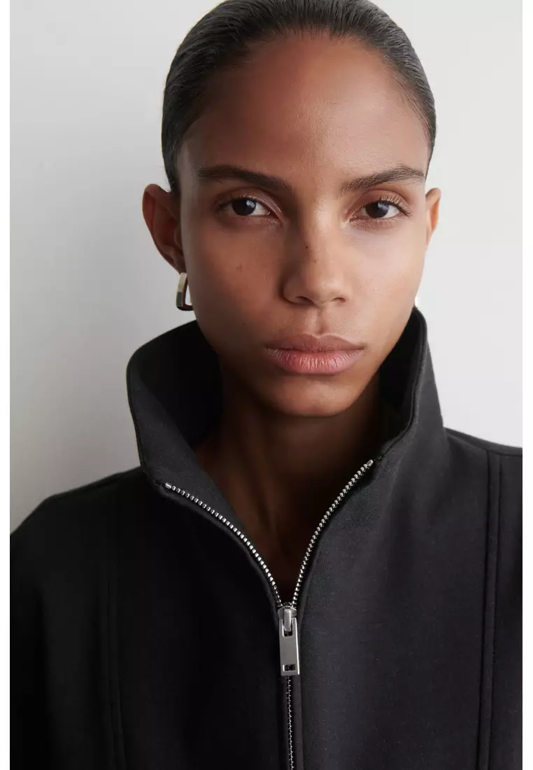 FUNNEL-NECK ZIP-UP TOP