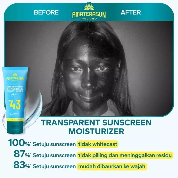 AMATERASUN [REAL SPF Certified] Transparent Sunscreen Moisturizer SPF 43 PA+++