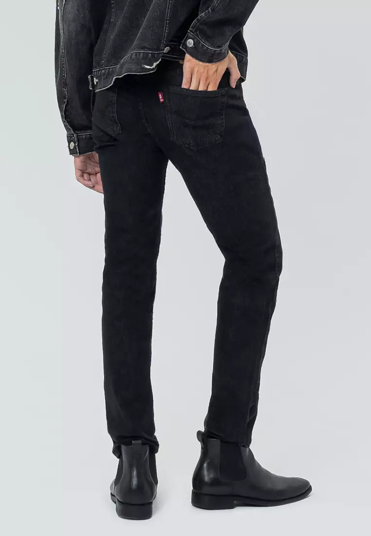 812 SLIM TAPER SLUB STRETCHED JEANS BLACK - Celana Panjang Denim Pria