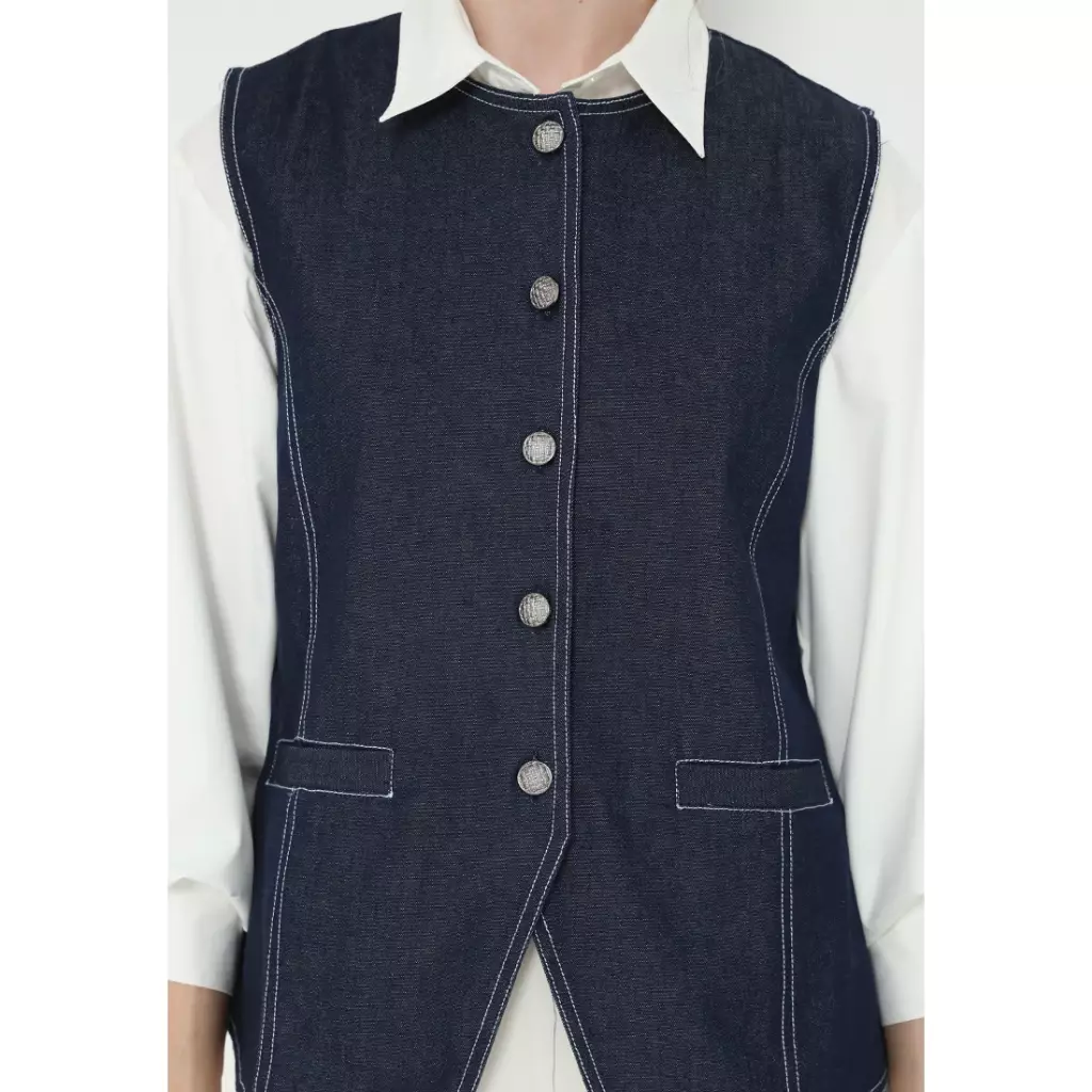 Basic Vest One Set In Denim By Brilliant Girl