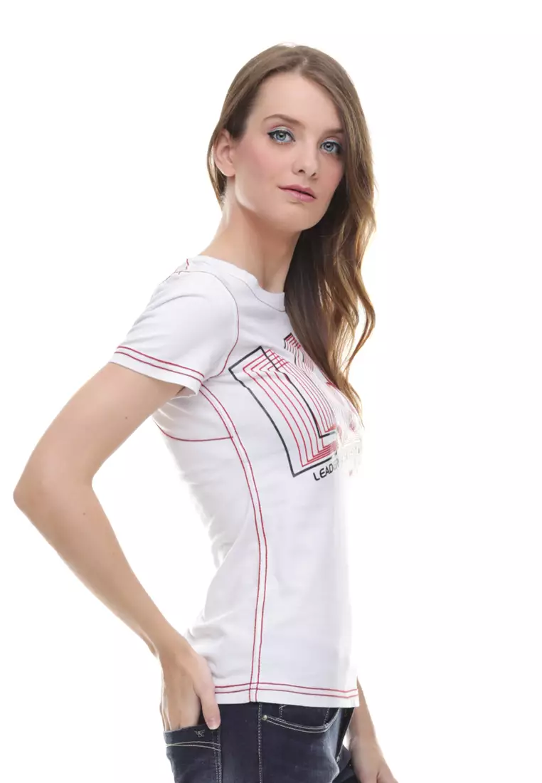 LGS - Slim Fit - Kaos Wanita - Sablon Logo - Putih - LTS.555.T838M.019.C