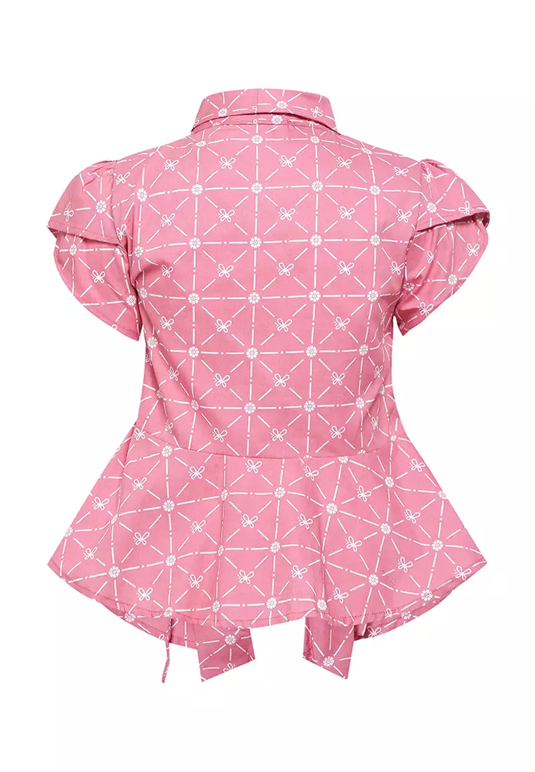 Rianty Blouse Atasan Kebaya Batik Anak Perempuan Zinnia Lengan Pendek Pink