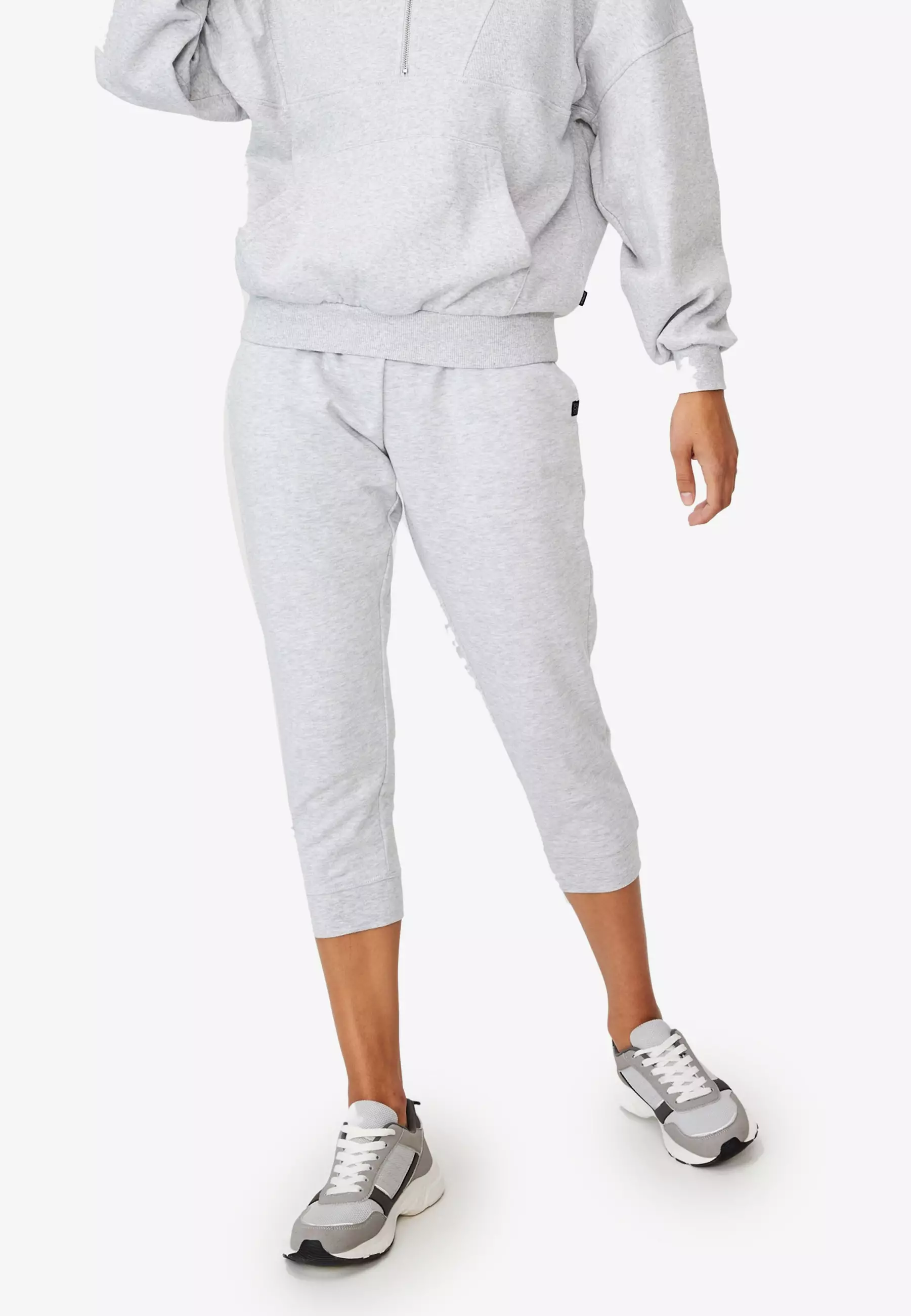 Cotton On Body LIFESTYLE CROPPED GYM TRACK PANTS - Tracksuit bottoms -  cloudy grey marle/grey 