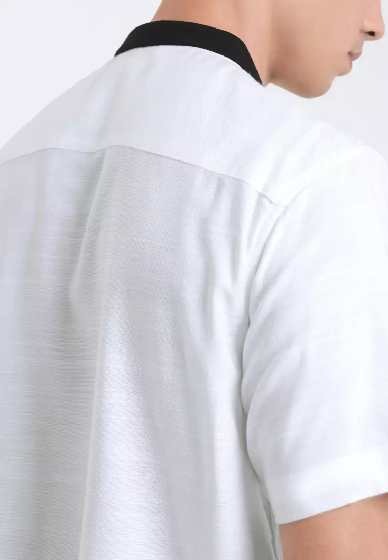 Emba Denim - Arsalan Kemeja Koko Pria Lengan Pendek Regular White