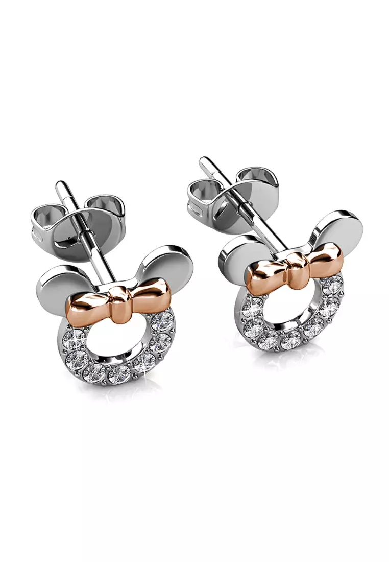 KRYSTAL COUTURE Minnie Mouse Earrings Embellished with SWAROVSKI® crystals-Dual Tone/Clear
