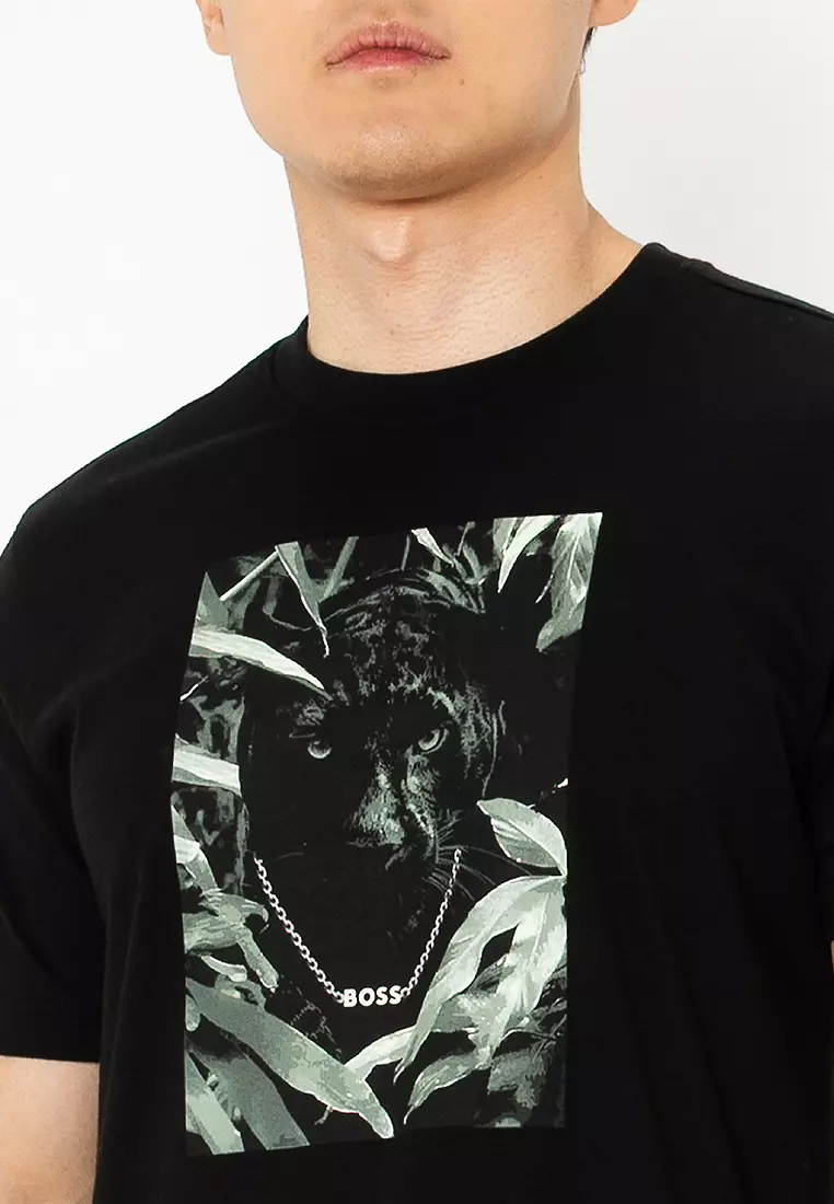 Animal Graphic Cotton Jersey T-Shirt - BOSS Orange