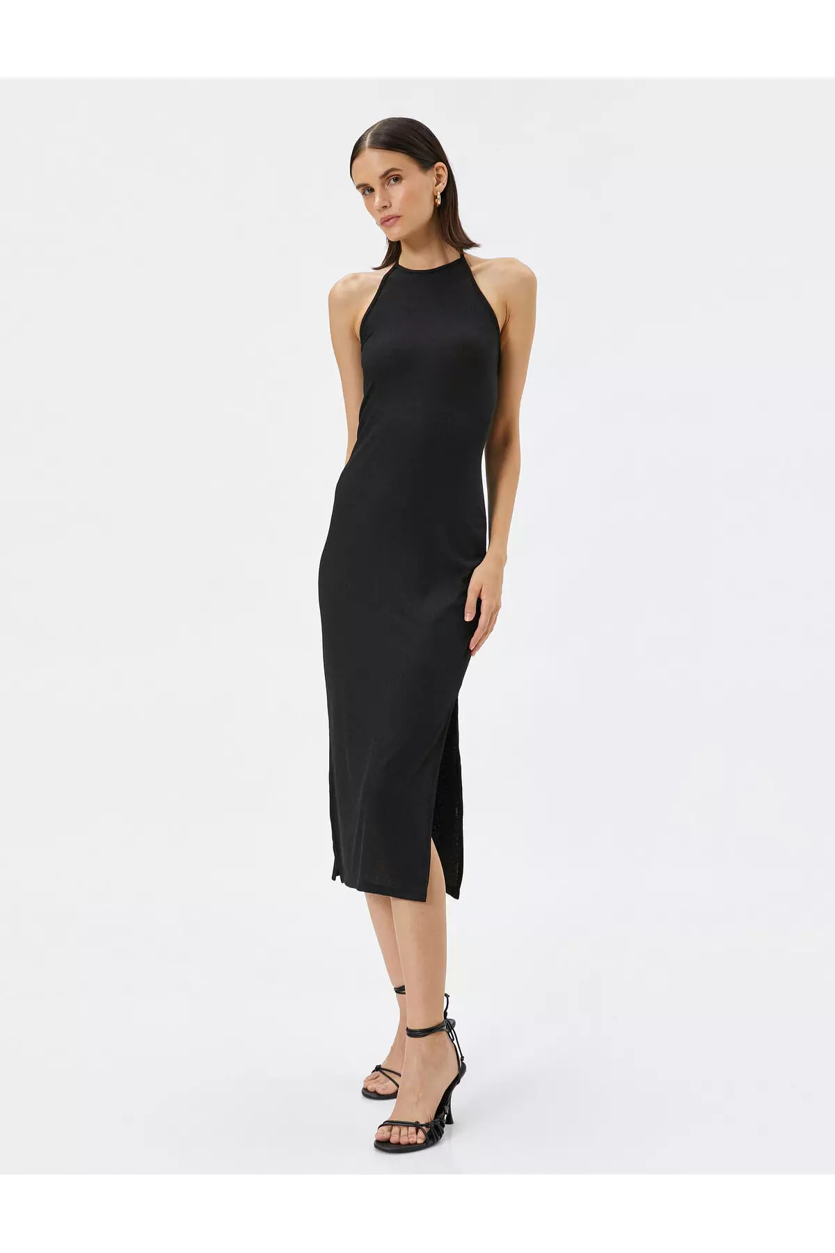 Halter Neck Slit Midi Dress
