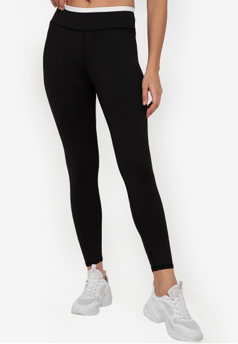 Contrast Panel Waistband Logo Hem Tights