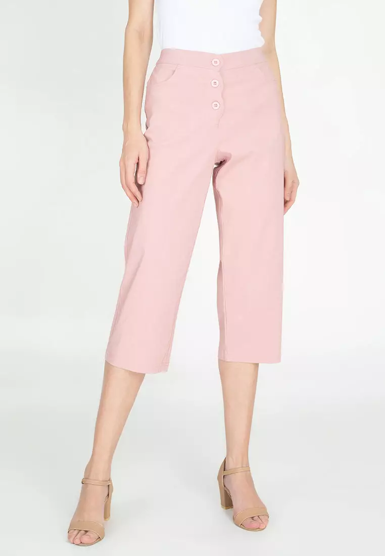 Buy Paperdolls Bernice Cropped Wide Leg Pants With 3 Front Button Detail  2024 Online