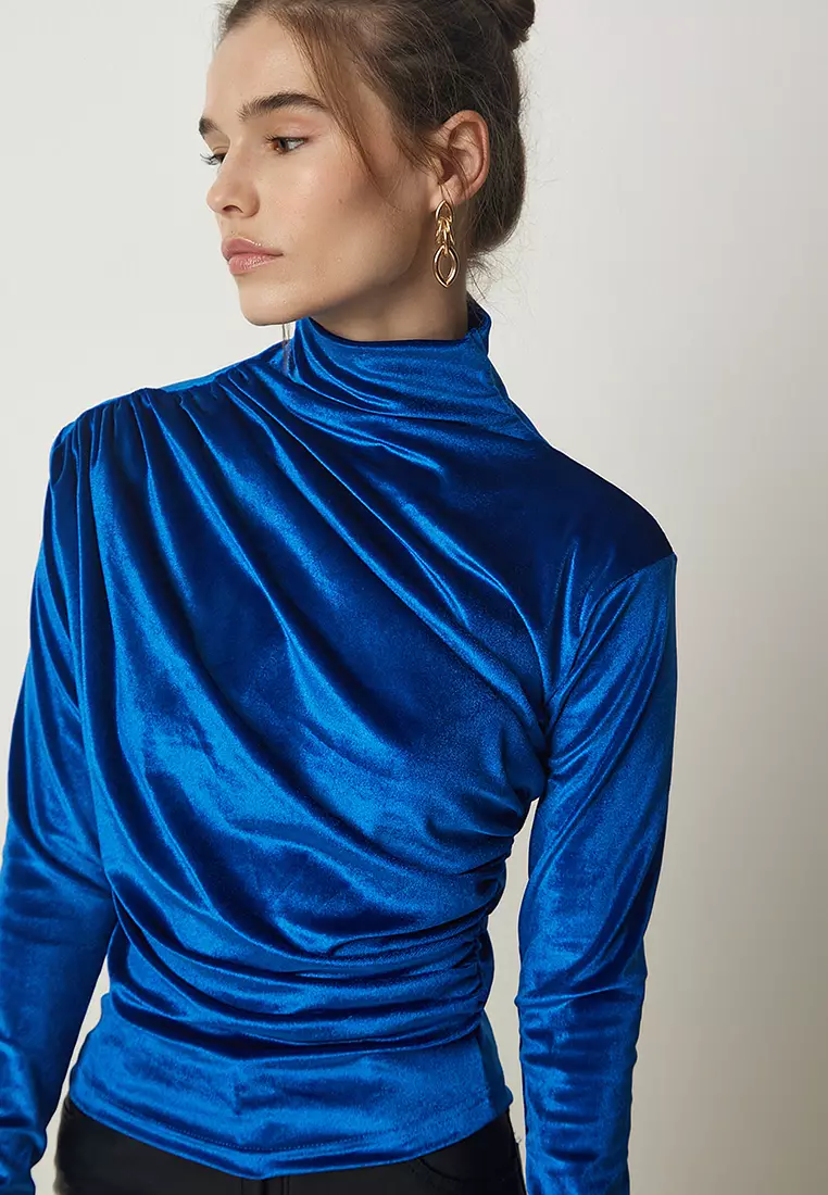 Draped Velvet Blouse