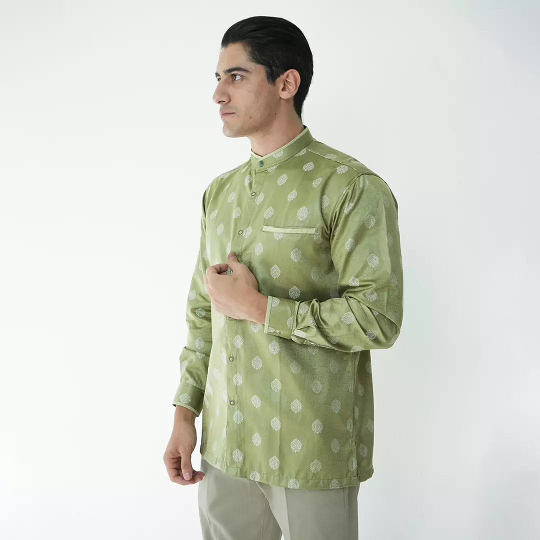 Casella Baju Koko Pria Lengan Panjang | Baju Koko Batik Syam 9982 Army