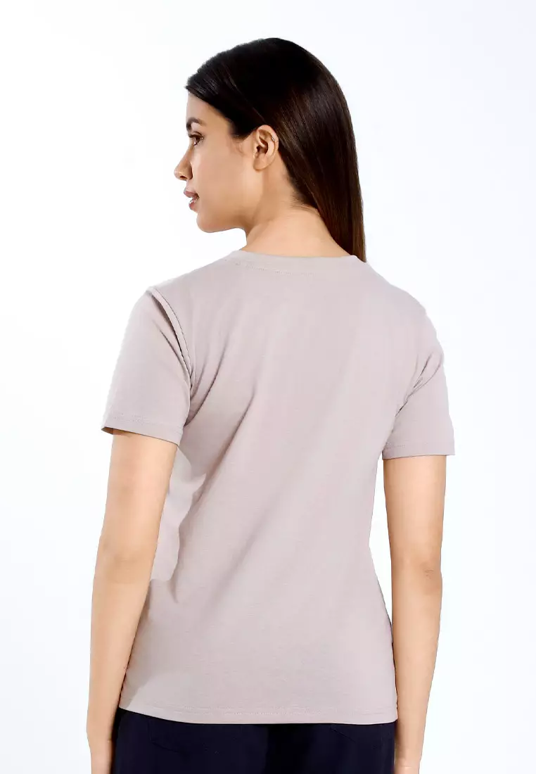 Forest Ladies 100% Cotton Round Neck Best Selling Soft Plain Tee Tshirt Women | Baju T Shirt Perempuan - 821857-05LtGrey