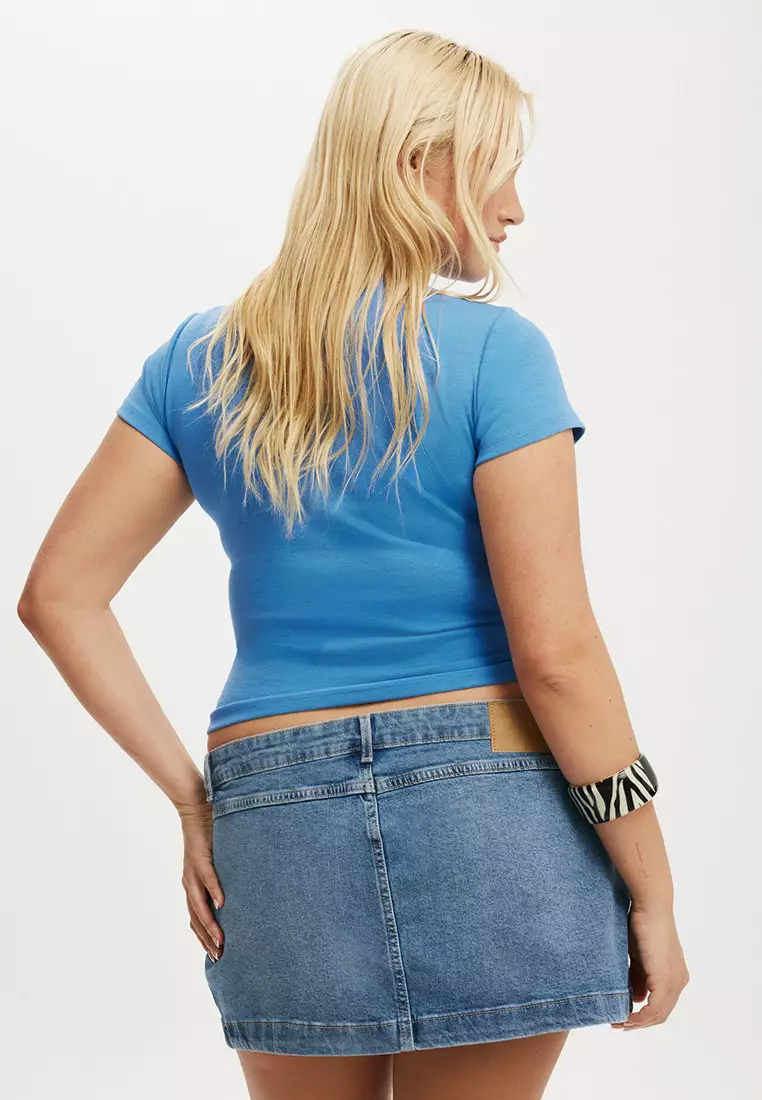 Micro Pleat Denim Skirt