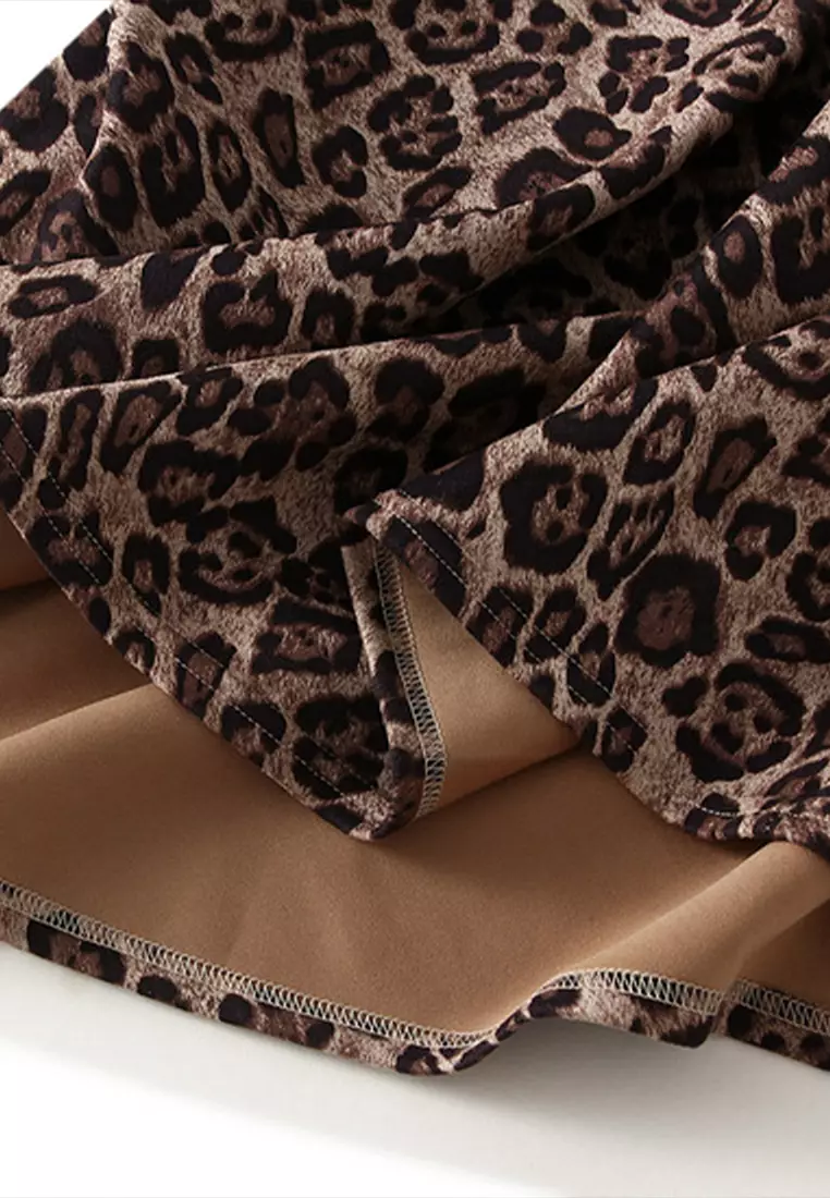Faux Suede Leopard Print Fishtail Skirt AF9856