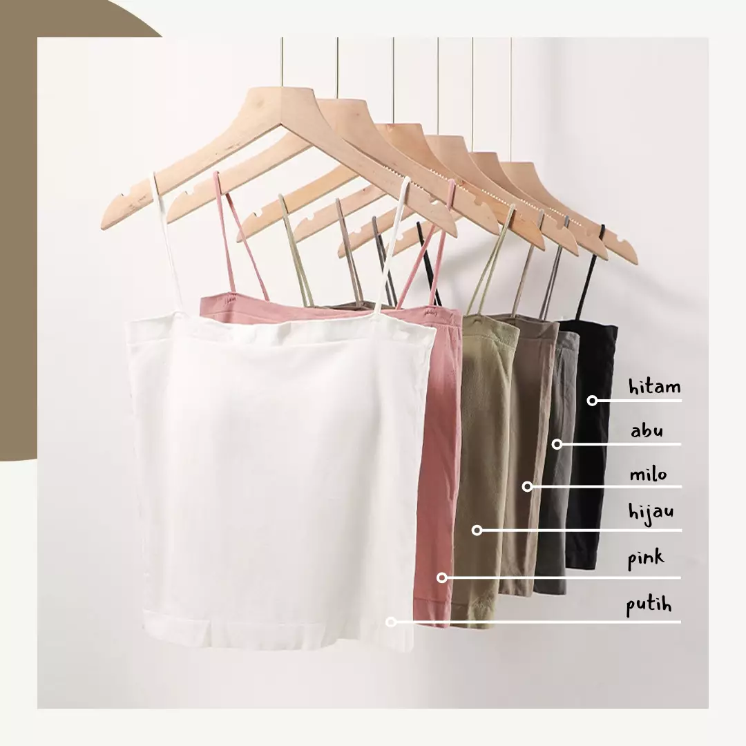 Wakakids Tanktop Bra With Cup Wanita Basic Square Tali Spaghetti Polos Tanpa Kawat 4503 Venrc Abu