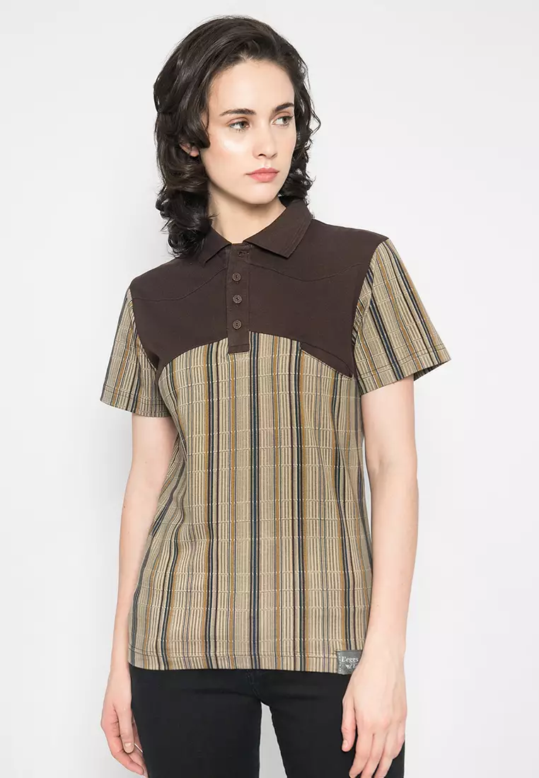 LGS - Kaos Wanita Motif Garis Warna Kombinasi LLTS.520.HD136A.031.7C