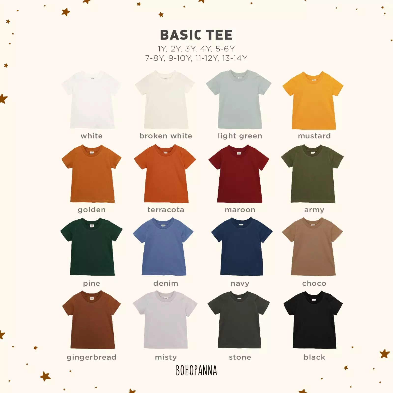BOHOPANNA - Basic Tee 1Y 2Y 3Y 4Y - Kaos Anak