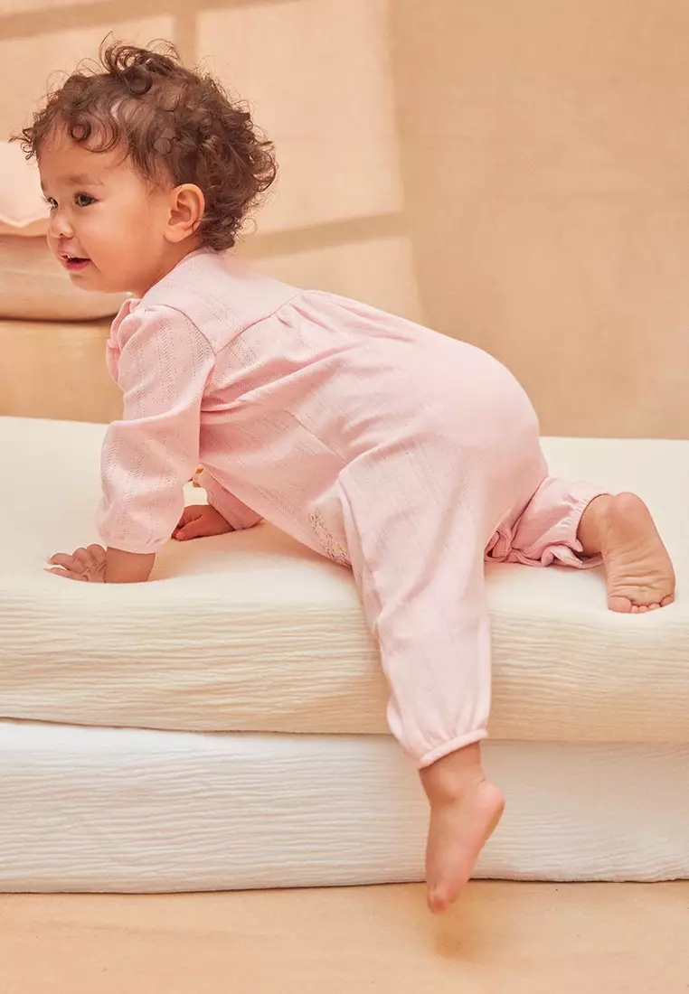 Pink Pointelle Sleepsuit