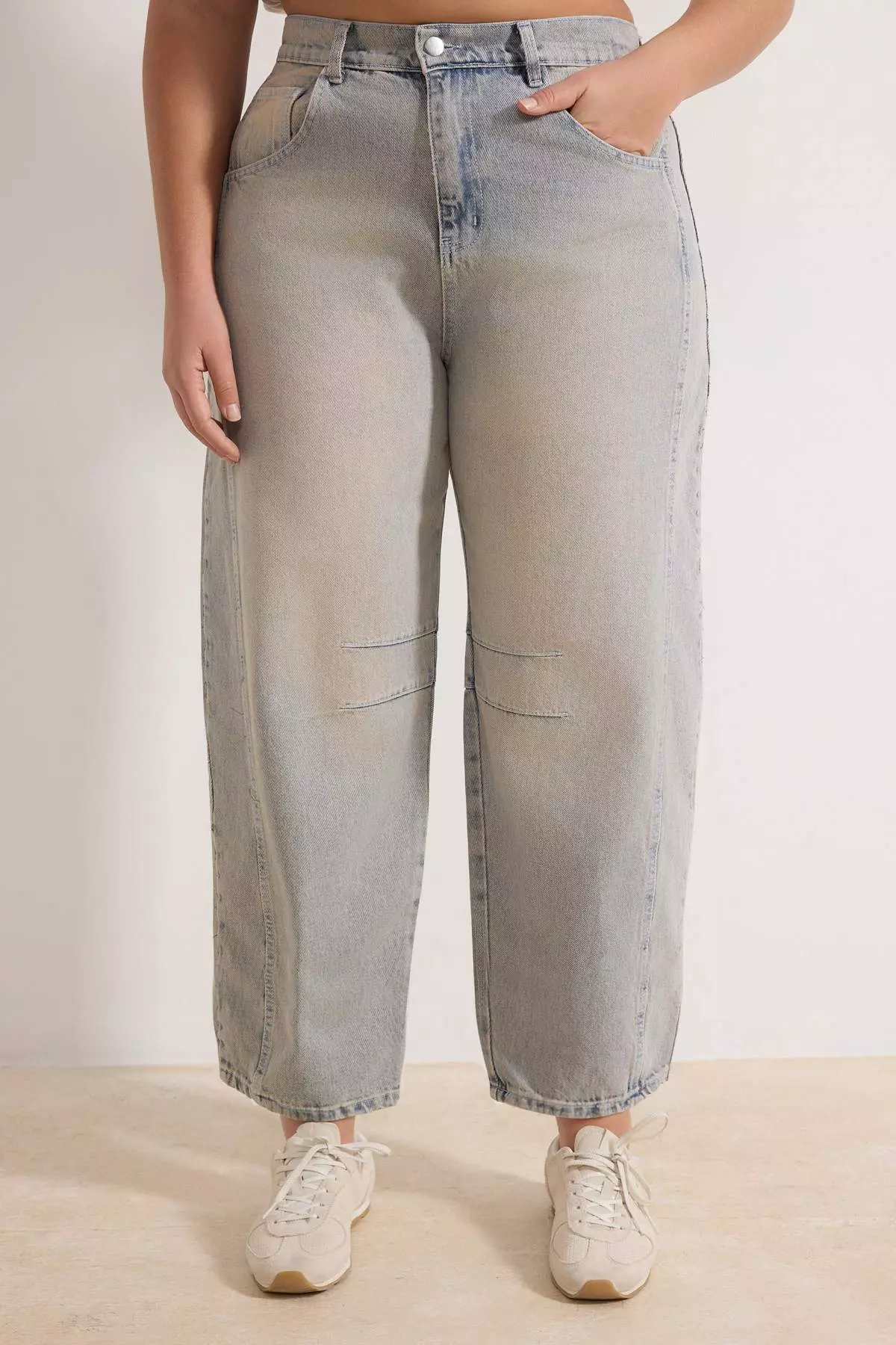 Blue High Waist Baggy Fit Large Size Jeans Tbbss25Cj00000