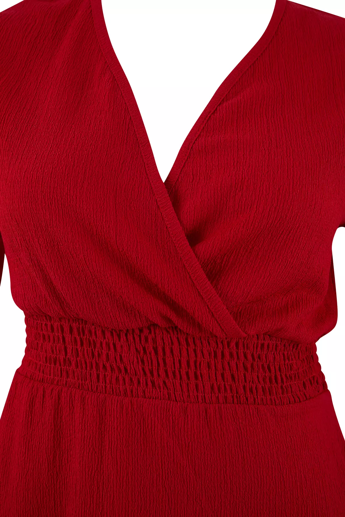 Red Double-Breasted Collar Gipe Detailed Knitted Large Size Blouse Tbbss25Af00083