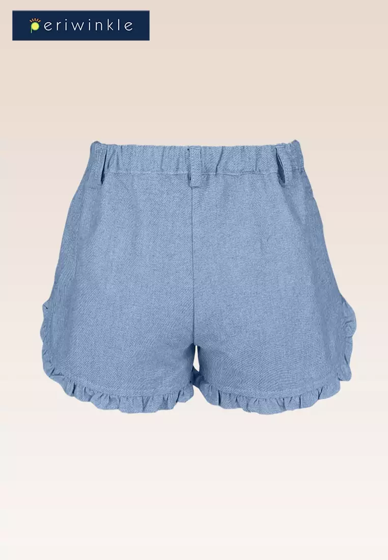 Georgina Girls  Blue Gartered Ruffled Shorts