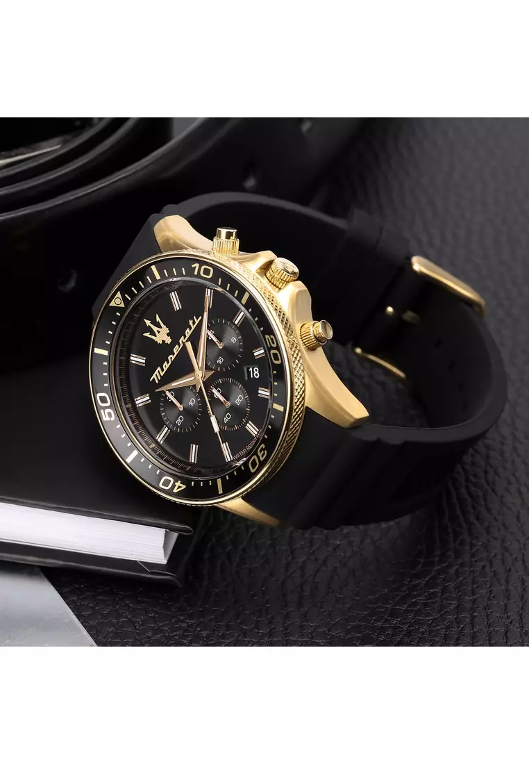 【2年保養】瑪莎拉蒂 Sfida 44mm 金色錶殼 男裝三眼多功能腕錶 R8871640001