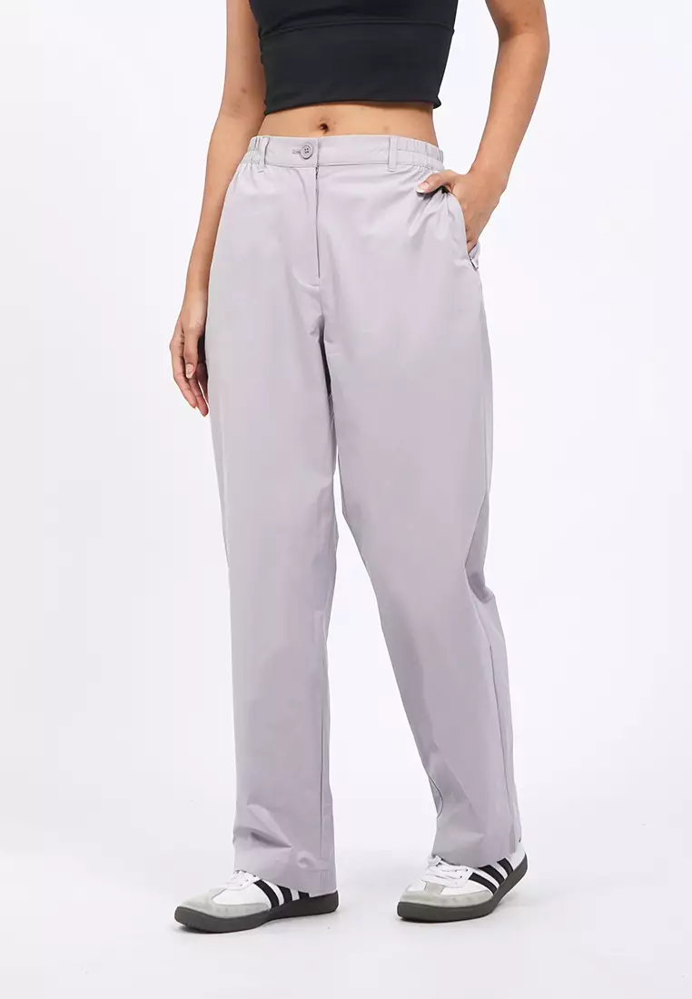 Elastic Waist Straight Active Pants