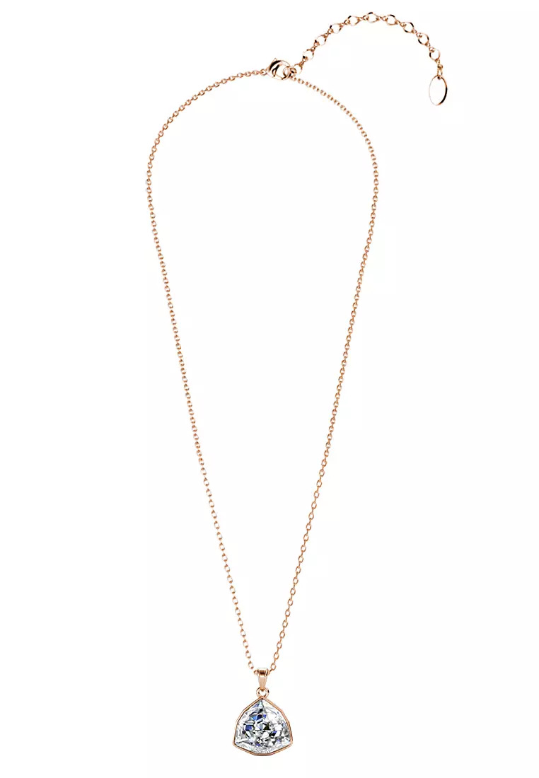 Crystal Pyramid Pendant White RG - Kalung Crystal Swarovski by Her Jewellery