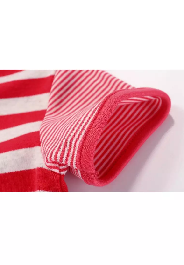 Baby Boy Red Stripe Romper w Embroidered Puppy
