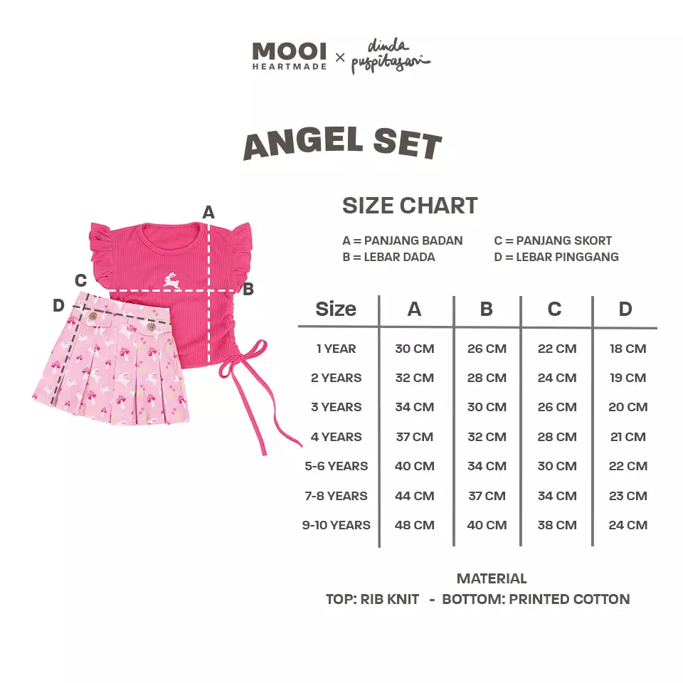 Mooi X Dinda Puspitasari Setelan Anak Perempuan Angel Set - Blue Rain