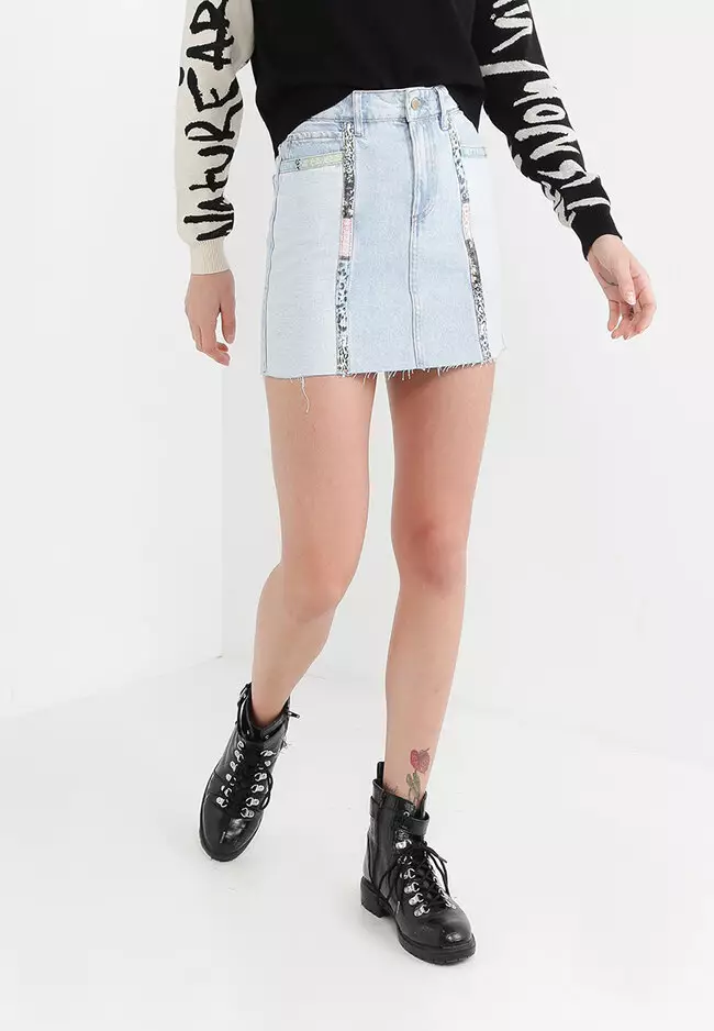 Tamara Denim Patchwork Mini Skirt