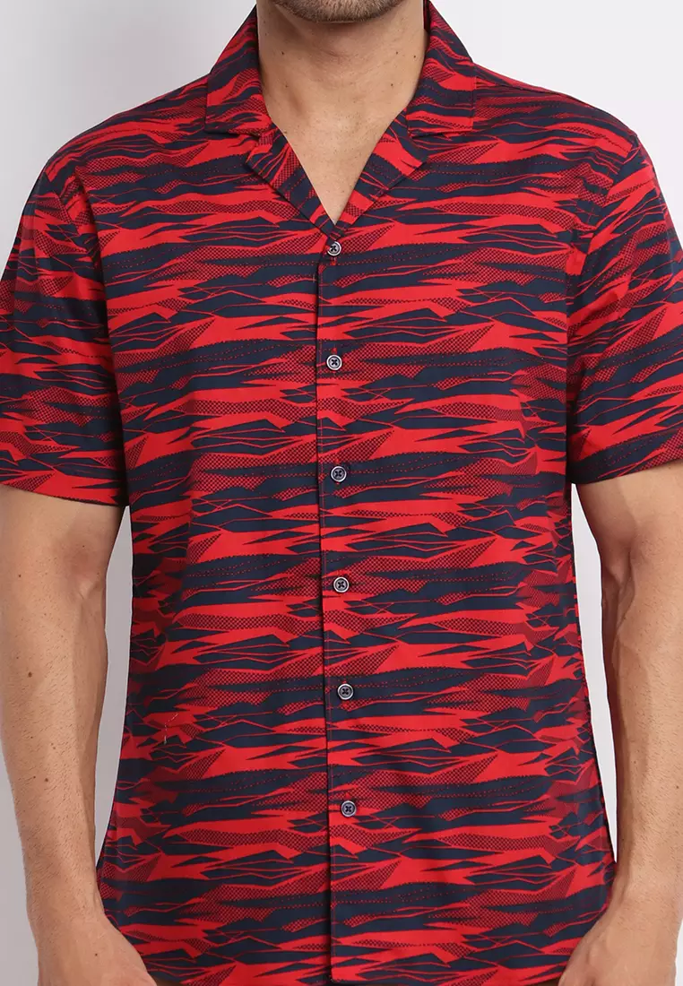 MAGINOT VINSON RED Kemeja Casual Slim Fit Lengan Pendek