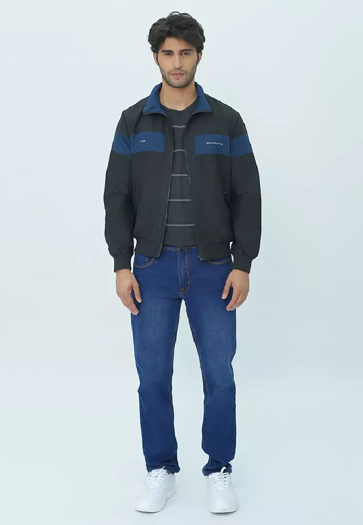 LGS - Jaket Parasut - 2 Side - Standing Collar - Biru Hitam - JJK.558.209.001.C